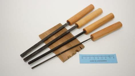 bone wood and metalworking hand cut files straight cross cut half round living history use