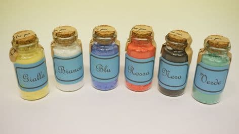 glass bottle set of 6 pigment powder paints 25ml