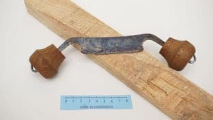 hand forged 3" drawknife with oak wood handles with peined tangs