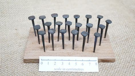 hand forged 40mm long square section steel nails roman to medieval period use
