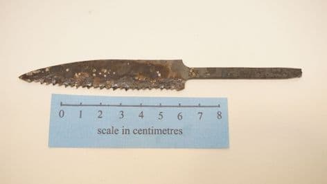 hand forged roman small saw with set, metalwork only