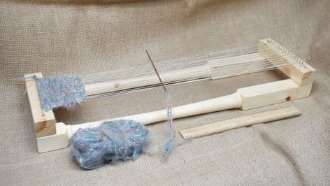 hand weaving loom in turned pine wood 65cm 15 pins supplied varnished