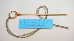 Hiberno Norse viking Anglo-Saxon plain bronze dress ring pin with green linen string