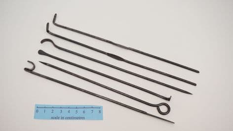 medieval barber surgeons surgical probe set and retractors in forged steel set of 6