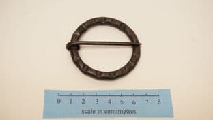 medieval hand forged steel indented annular brooch