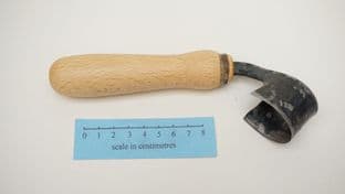 medieval novgorod style woodworkers scorp half round with beech wood handle and linen ferrule