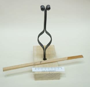 medieval rushlight or splint holder and wooden base