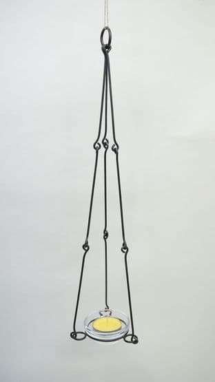medieval style candle suspension lamp with glass bowl