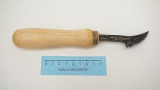medieval style leatherworkers shave or scorp beech wood handle with linen ferrule
