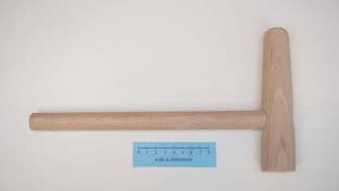 medieval style offset tapered wooden mallet in beechwood 15cm head 3.5cm diameter