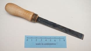 medieval style paring chisel 12mm wide with beech wood handle and linen ferrule