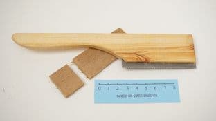 medieval style small in line veneer saw with lemon cedar wood handle