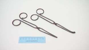 medieval surgeons fine surgical steel forceps straight and curved set of 2