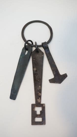 Norse viking amulet set padlock key thor's hammer & odin's staff on a split ring