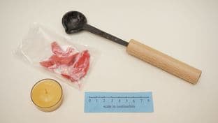 roman and medieval period 30g of sealing wax spoon and candle