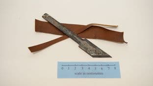 roman and medieval style one piece leather workers knife
