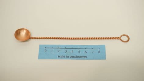 roman copper apothecaries or traders spice spoon with twisted handle