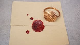 Roman copper criss cross seal ring 20mm diameter