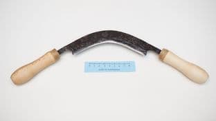 Roman Seville curved drawshave or drawknife 6" long cutting edge with flax twine ferrules