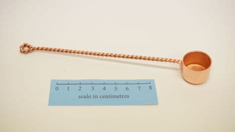 Roman style copper scoop sealing wax spice and apothecarial use