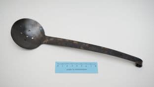 Roman to medieval shallow sieve spoon 12" 300mm long