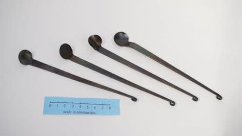 roman to medieval surgical or trading 4 spoon spatula set in forged steel