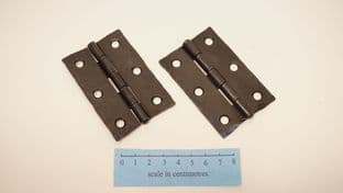 set of 2 forged distressed 75mm steel hinges for repair and restoration