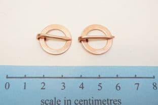 set of 2 medieval style copper shoe buckles swan Lane find 12mm internal diameter