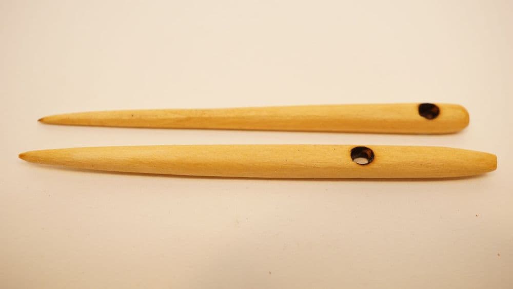 set of 2 naalbinding nalbinding needles in elder wood