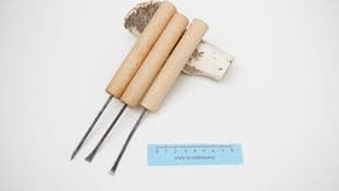 set of 3 spring steel wood or bone workers gouge burins multi period reenactment