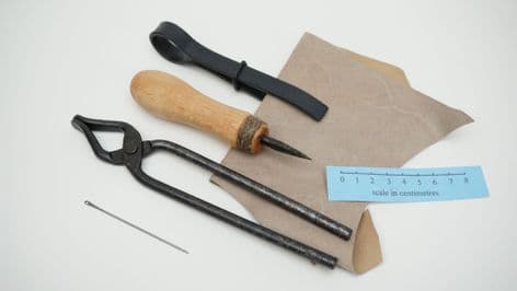 set of 4 anglo-saxon viking medieval leather workers tools