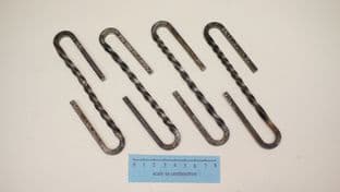 set of 4 twisted square section deep S hooks 14cm long