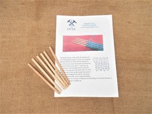 set of 6 beech wood peg weaving sticks 150mm long 8mm diameter