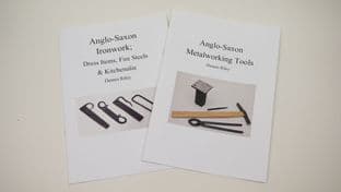 set of two A5 books on Anglo Saxon metalworking tools and Ironwork