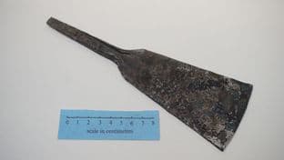 small medieval hoe from lincolnshire metalwork only