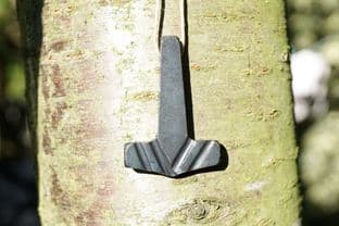 Viking forged steel thor's or thors hammer chevron design with linen string