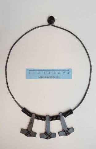 Viking neck band Bjorko Sweden 9-11th c with 3 Thors Hammers