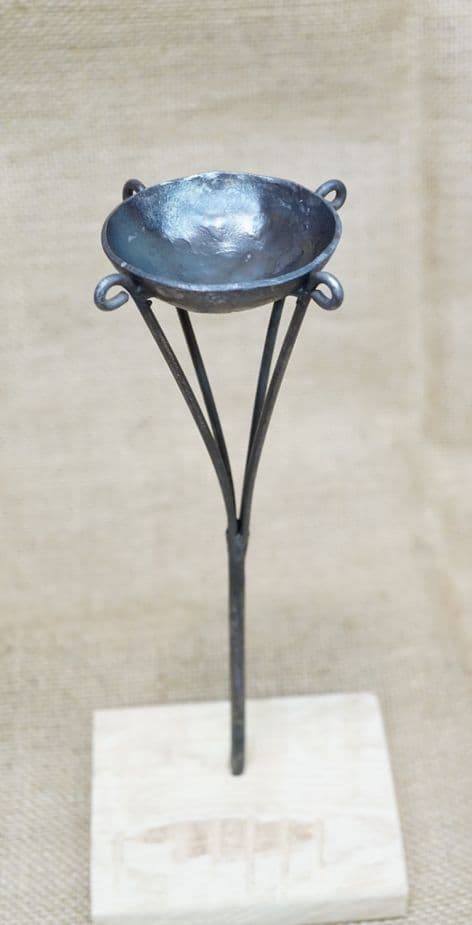 viking oil lamp from Oppland in Norway hand forged steel