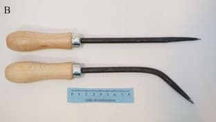 willow basket weaving tool set of 2 bodkins with modern ferrules