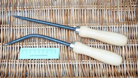 willow basket weaving tool set of 2 bodkins with modern ferrules