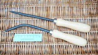 willow basket weaving tool set of 2 bodkins with modern ferrules