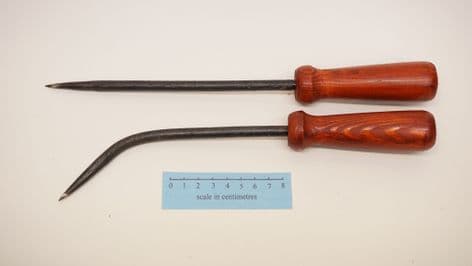 willow basket weaving tool set of 2 bodkins with stained pine tuscan style handles