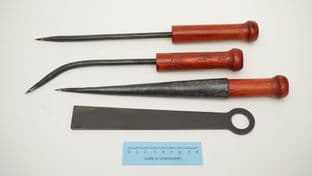 willow basket weaving tool set of 4 with stained pine doric style handles