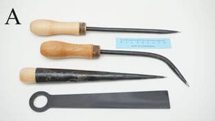 willow basket weaving tool set with flax twine ferrules set of 4