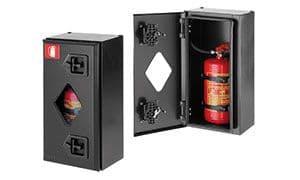Black Powder Coated Steel Front Loading Fire Extinguisher Box