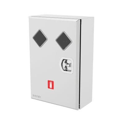 Bright Stainless Steel Front Loading Double Fire Extinguisher Box