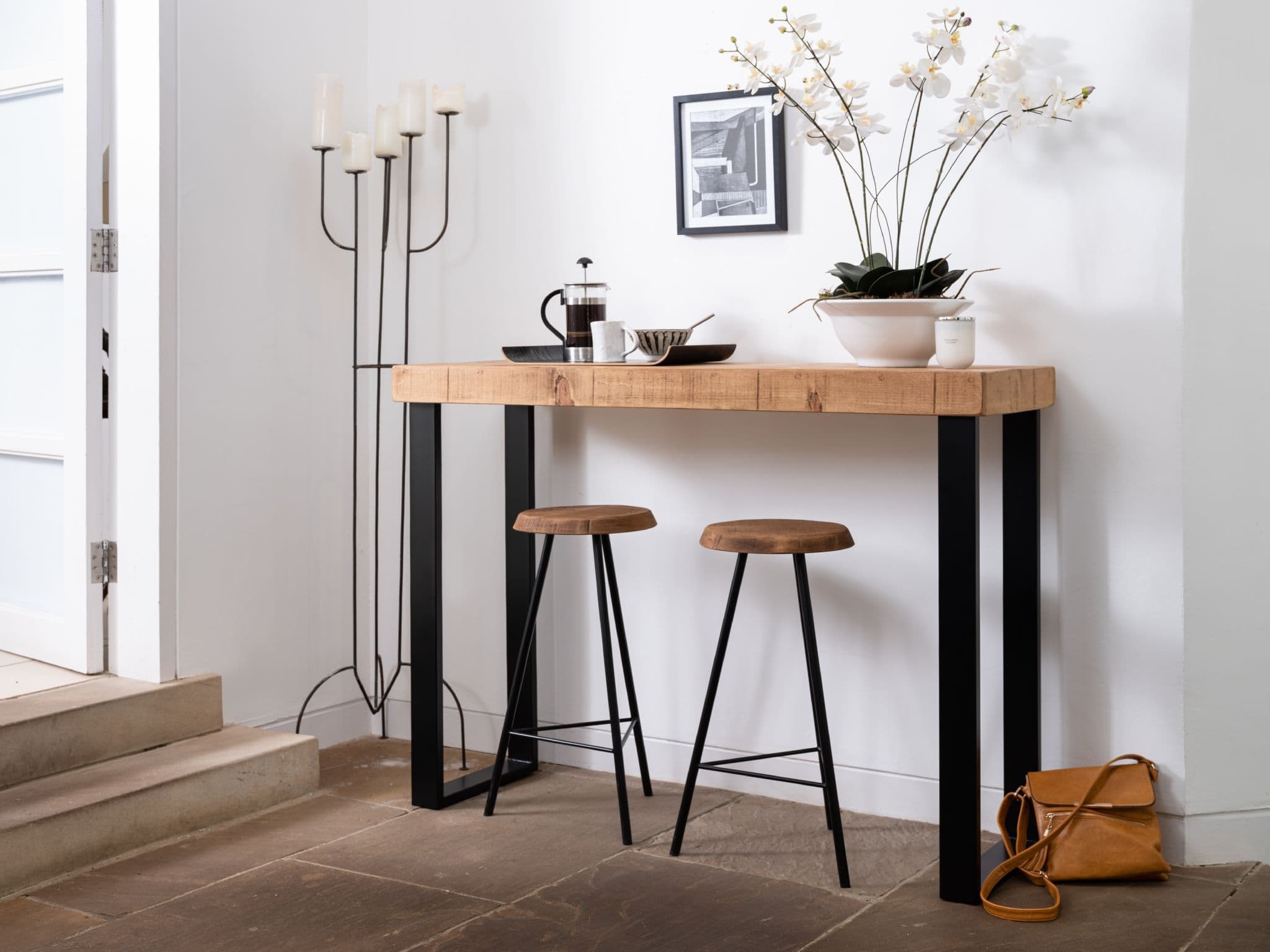 Boston Breakfast Bar Worktop Kitchen Table Stool INDUSTRIAL BOX LEGS