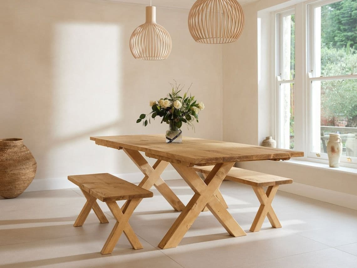 Dining Table Extendable Dining Table Kitchen Industrial Rustic Wood X Legs