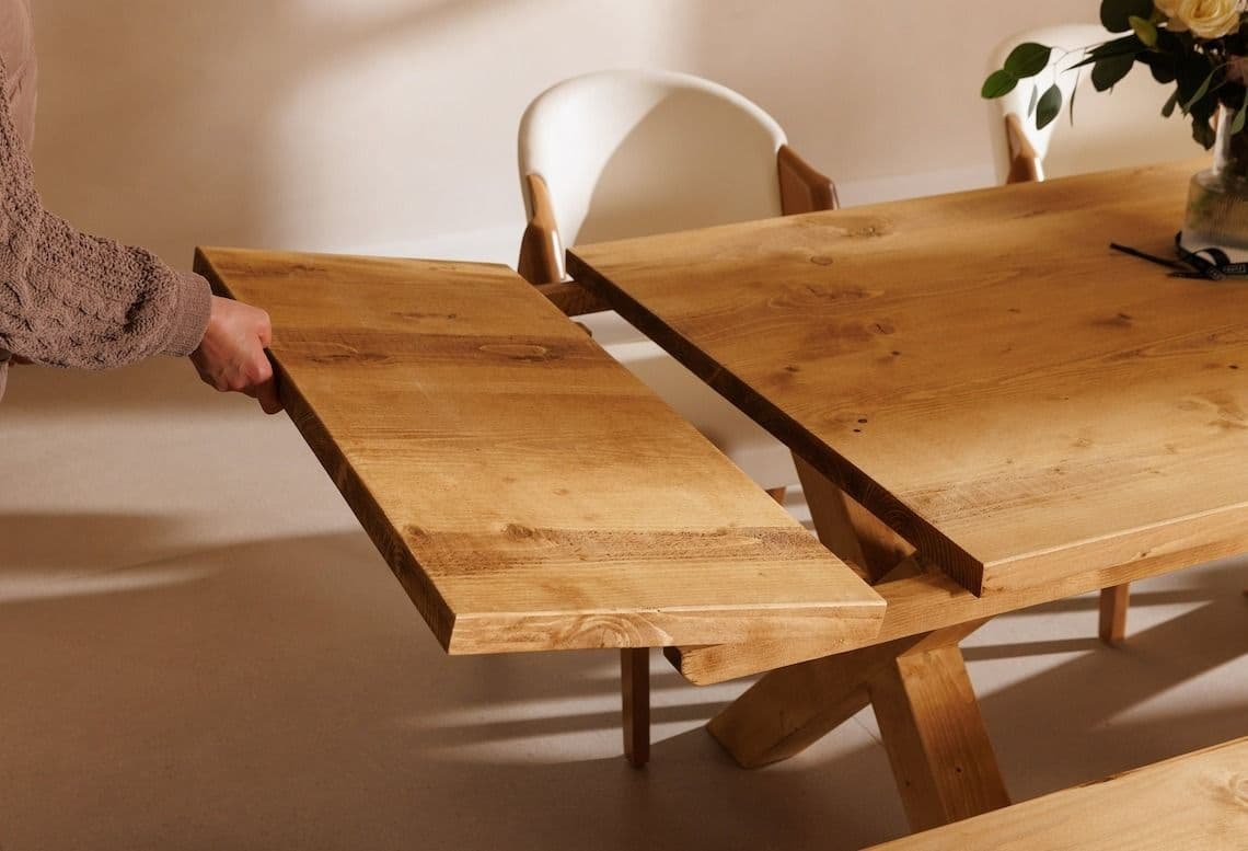 Dining Table Extendable Dining Table Kitchen Industrial Rustic Wood X Legs