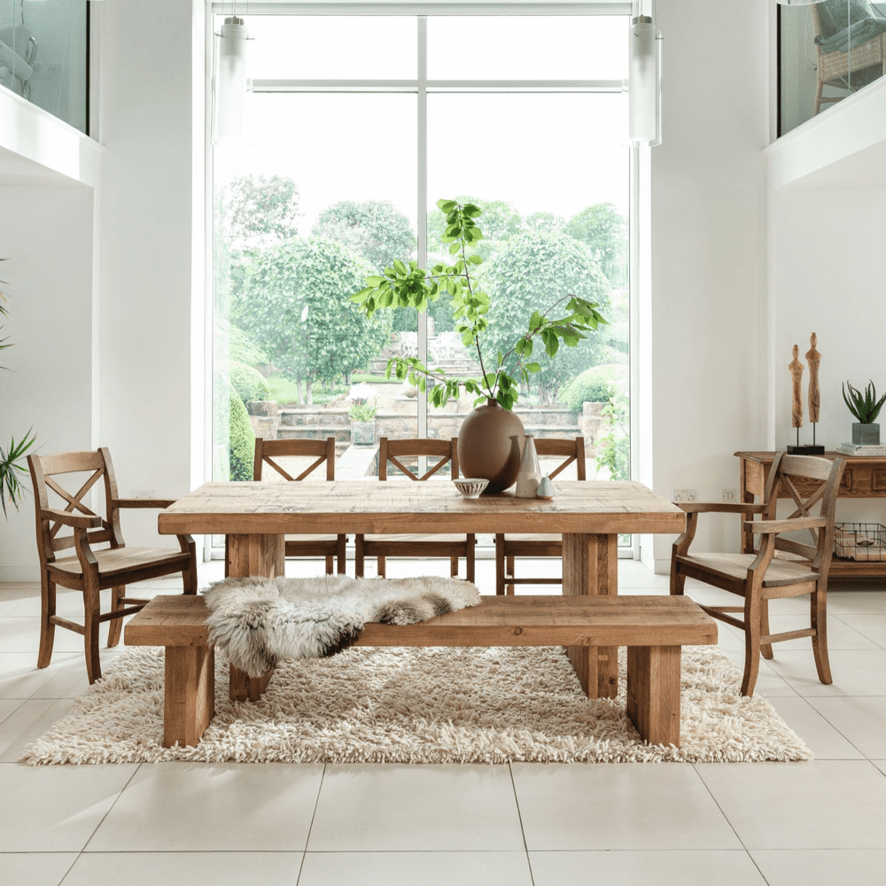 Grantham Rustic Thick Dining Table Wooden Base LEGS Industrial